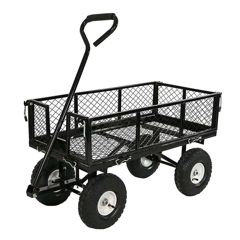 Carrito de jardín, carrito de carga resistente con lados extraíbles, de  malla al aire libre con marco de acero resistente y neumáticos, capacidad  de